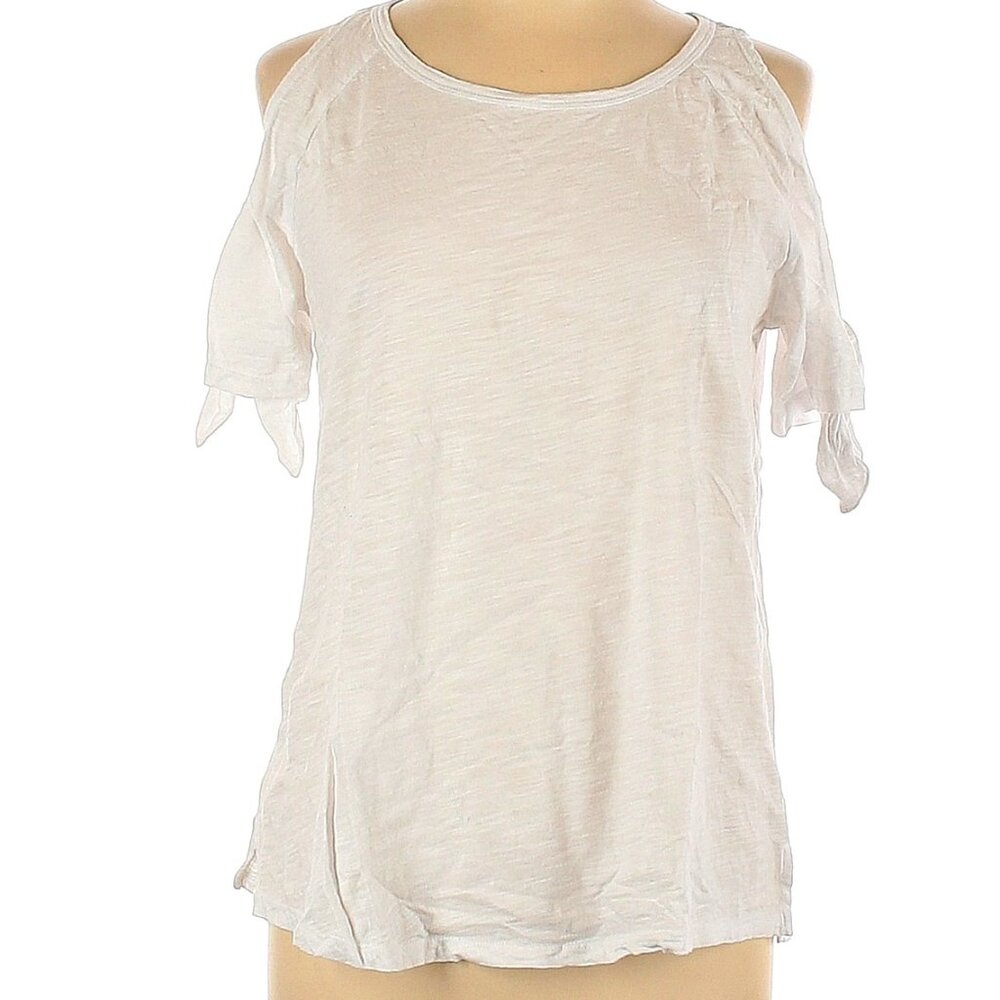 New W/O Tags Sanctuary Cotton Short Sleeve White Cold Shoulder  T-Shirt Size L